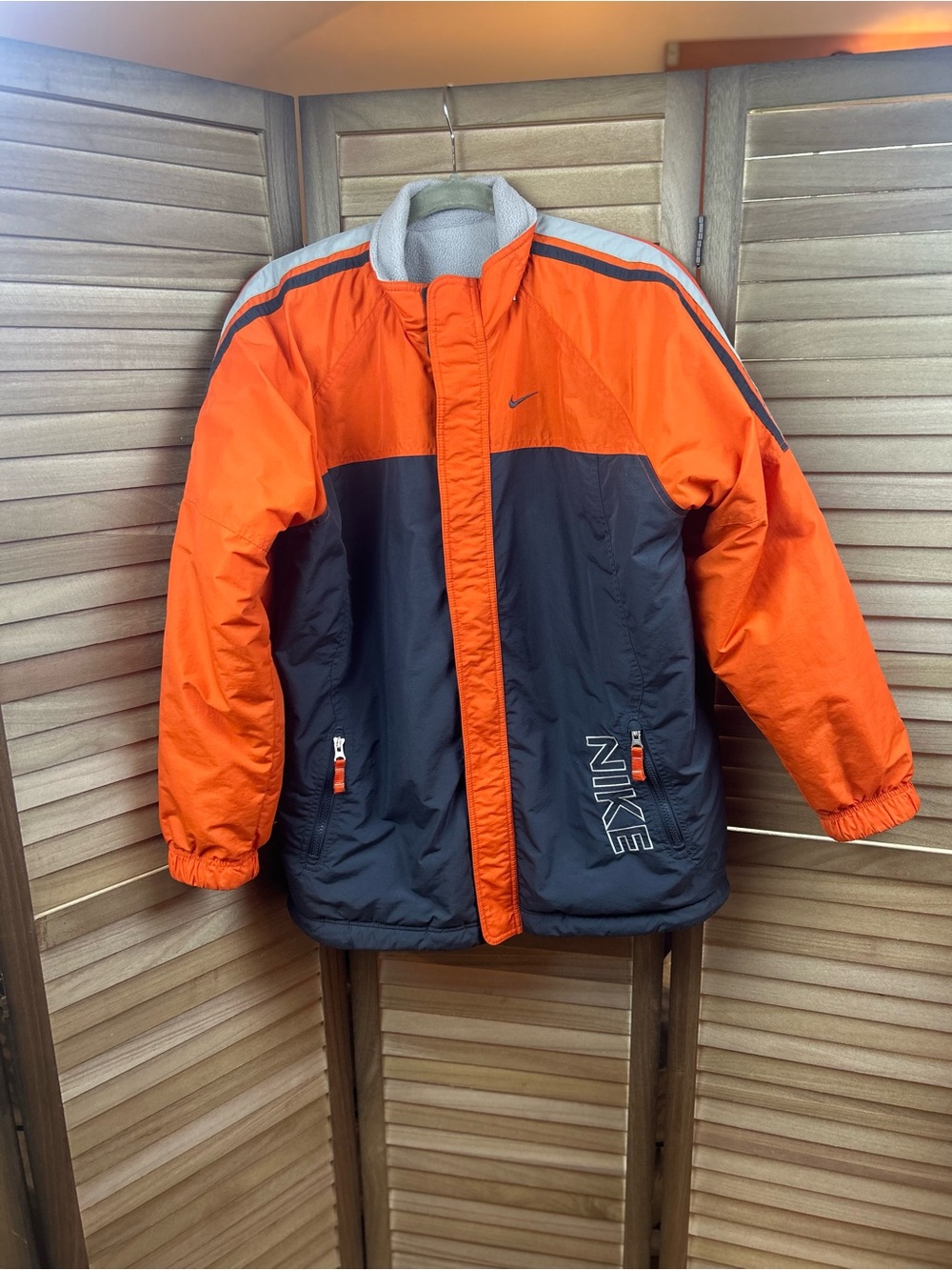 Nike Boys XL Orange & Navy Insulated Winter Jacket Coat Full Zip Youth XL 18-20